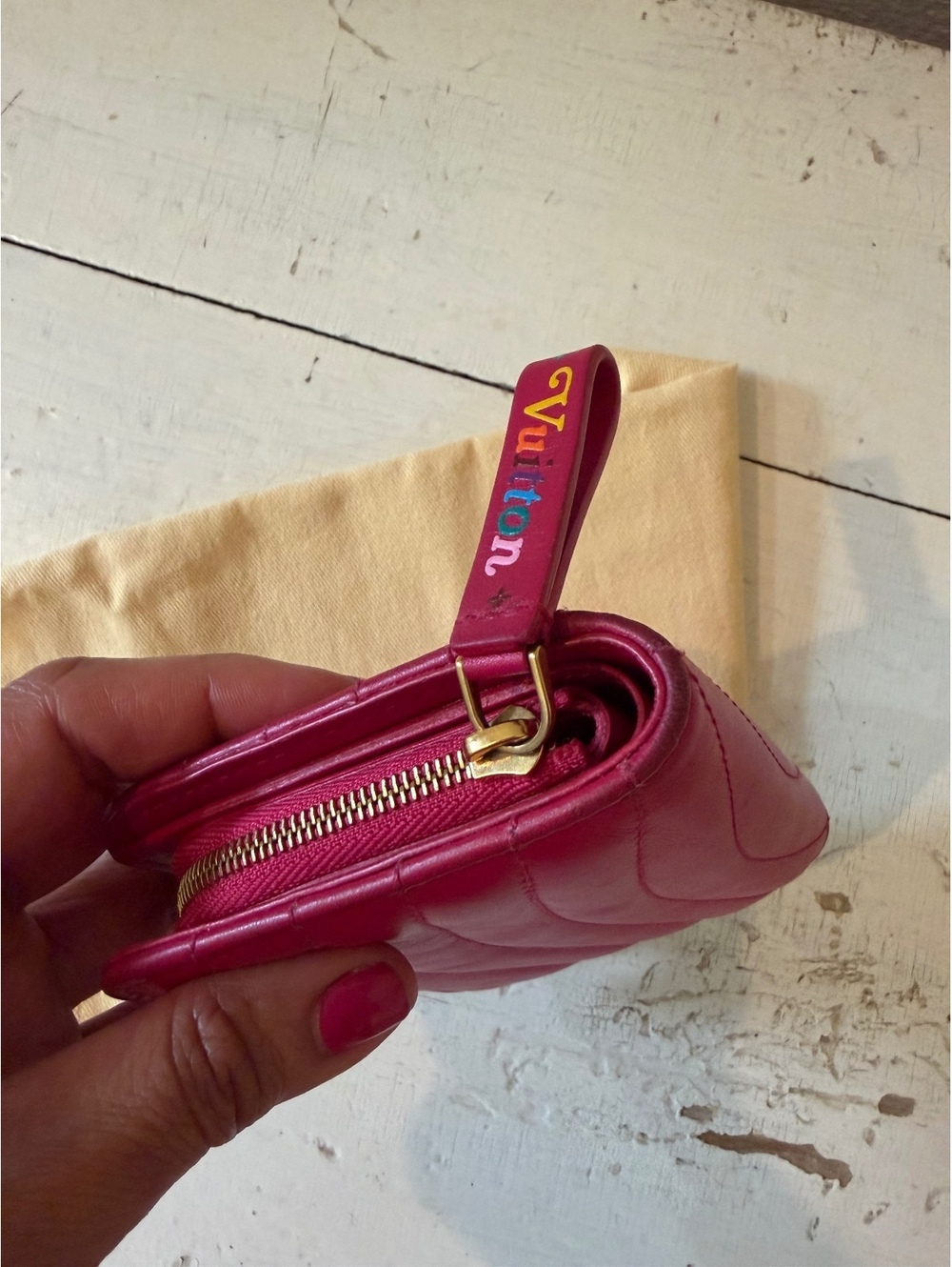 Louis Vuitton compact Wallet from the 2018 New Wave Collection Fuchsia and Gold
